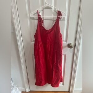 OffOn Linen tie strap Red Dress